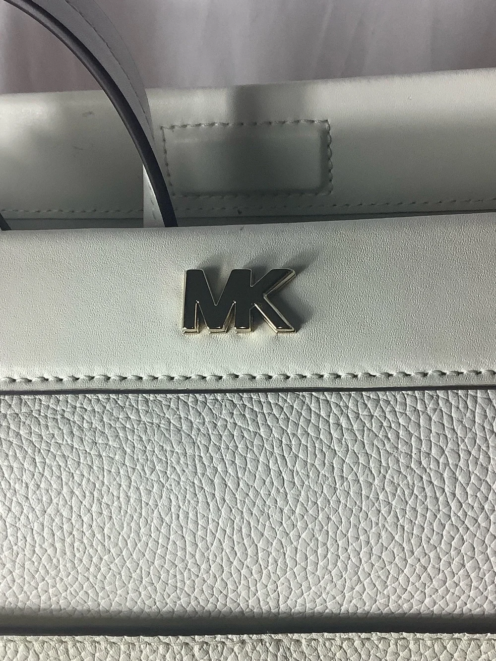 Michael Kors White Floral Cutout Leather Tote with Gold Logo